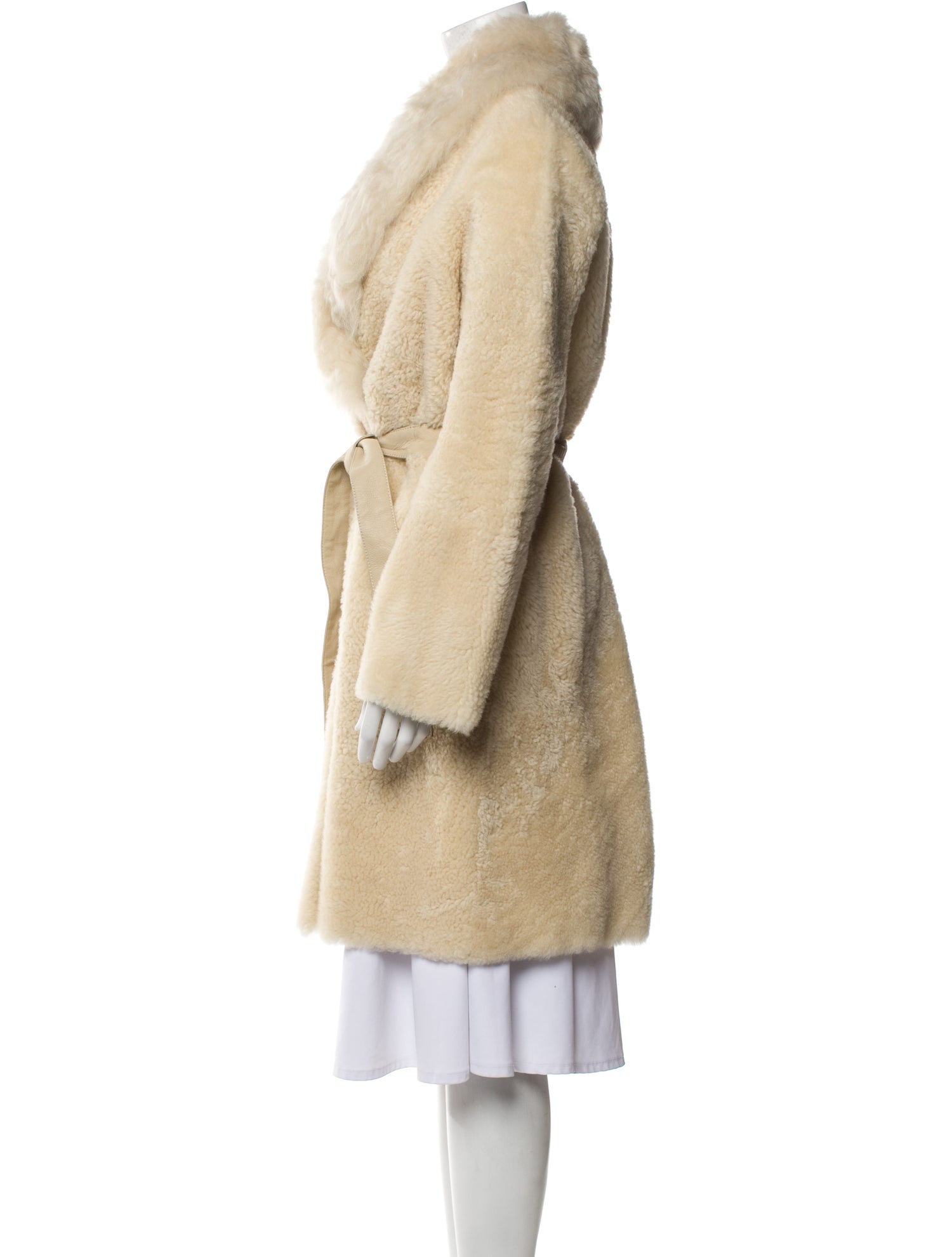 Yves Salomon Lamb Leather Faux Fur Coat