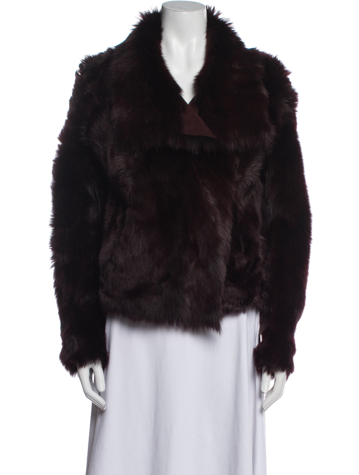 Yves Salomon Lamb Leather Faux Fur Coat
