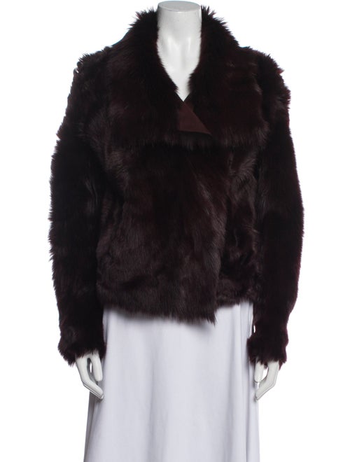 Yves Salomon Lamb Leather Faux Fur Coat