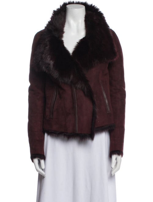 Yves Salomon Lamb Leather Faux Fur Coat
