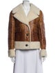 Yves Salomon Leather Colorblock Pattern Faux Fur Coat