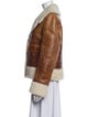 Yves Salomon Leather Colorblock Pattern Faux Fur Coat