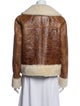 Yves Salomon Leather Colorblock Pattern Faux Fur Coat