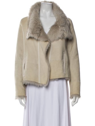 Yves Salomon Lamb Leather Faux Fur Jacket