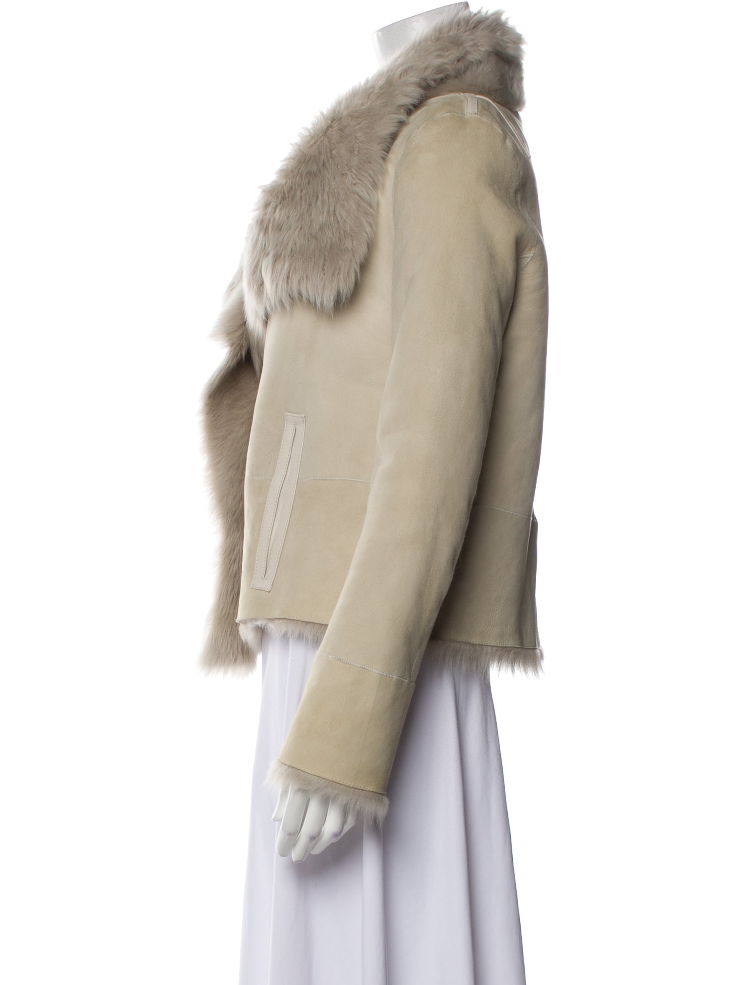 Yves Salomon Lamb Leather Faux Fur Jacket