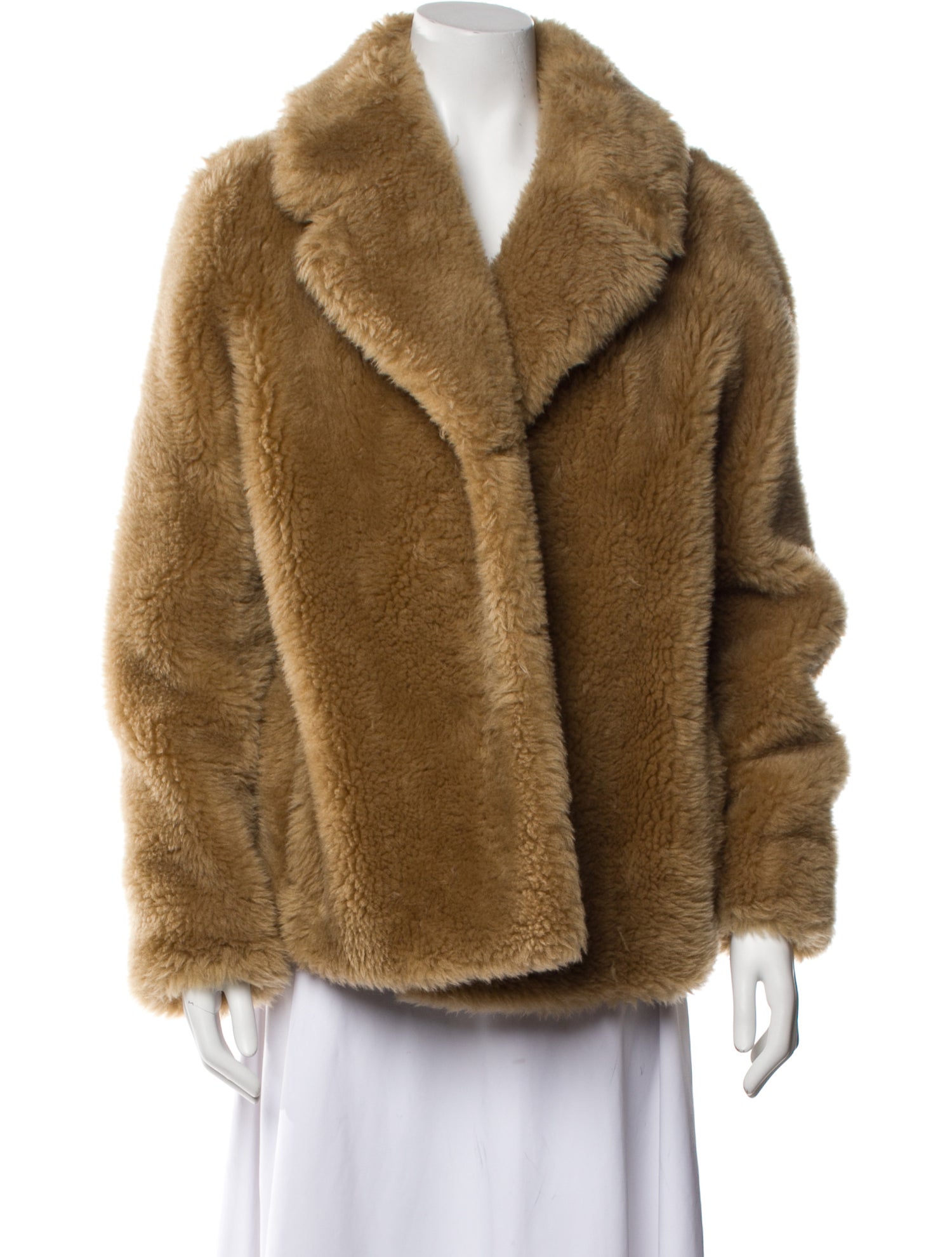 Yves Salomon Wool Faux Fur Coat