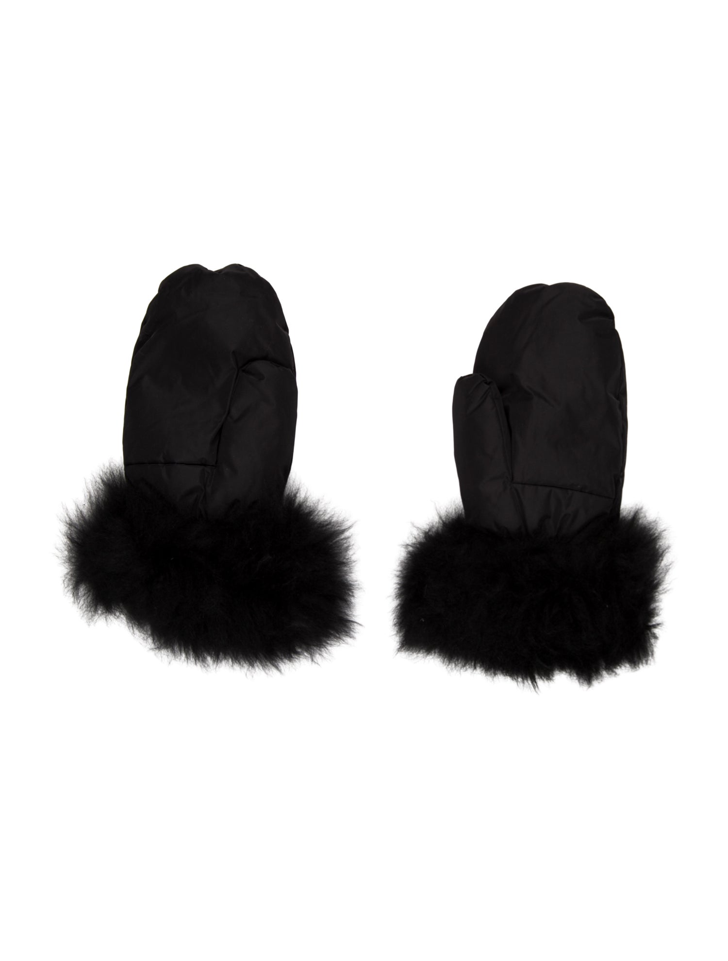 Yves Salomon Goat Fur Trimmed Mittens w/ Tags