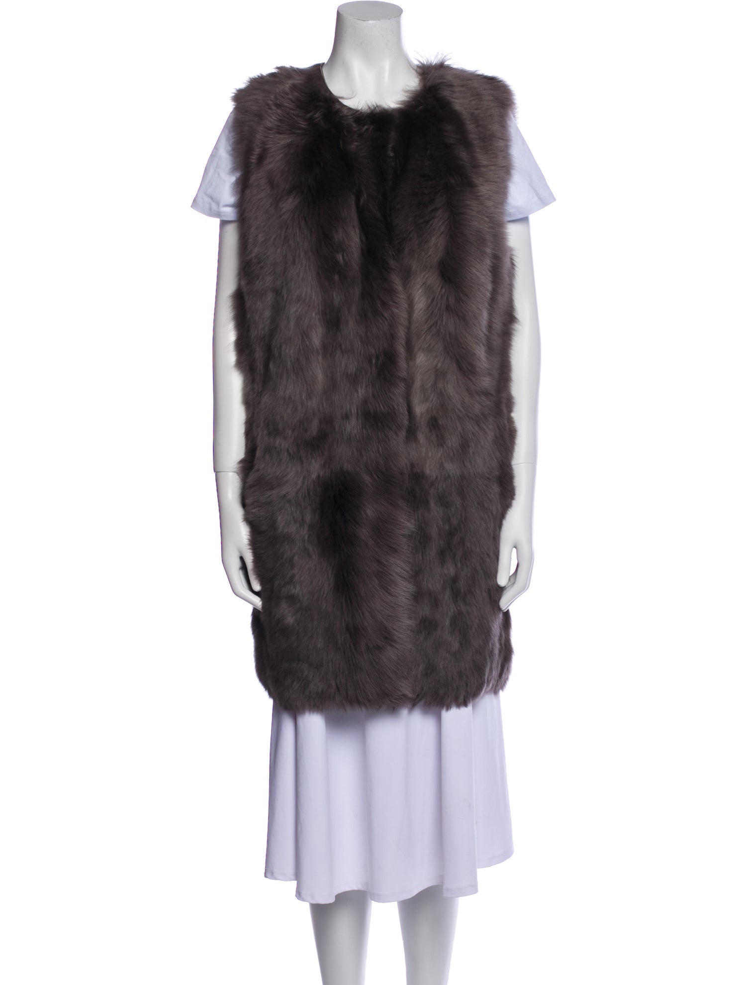 Yves Salomon Lamb Leather Faux Fur Coat