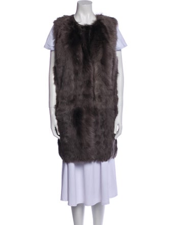 Yves Salomon Lamb Leather Faux Fur Coat