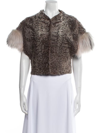 Yves Salomon Cashmere Printed Faux Fur Jacket