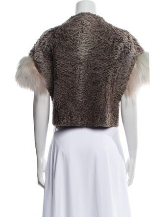 Yves Salomon Cashmere Printed Faux Fur Jacket