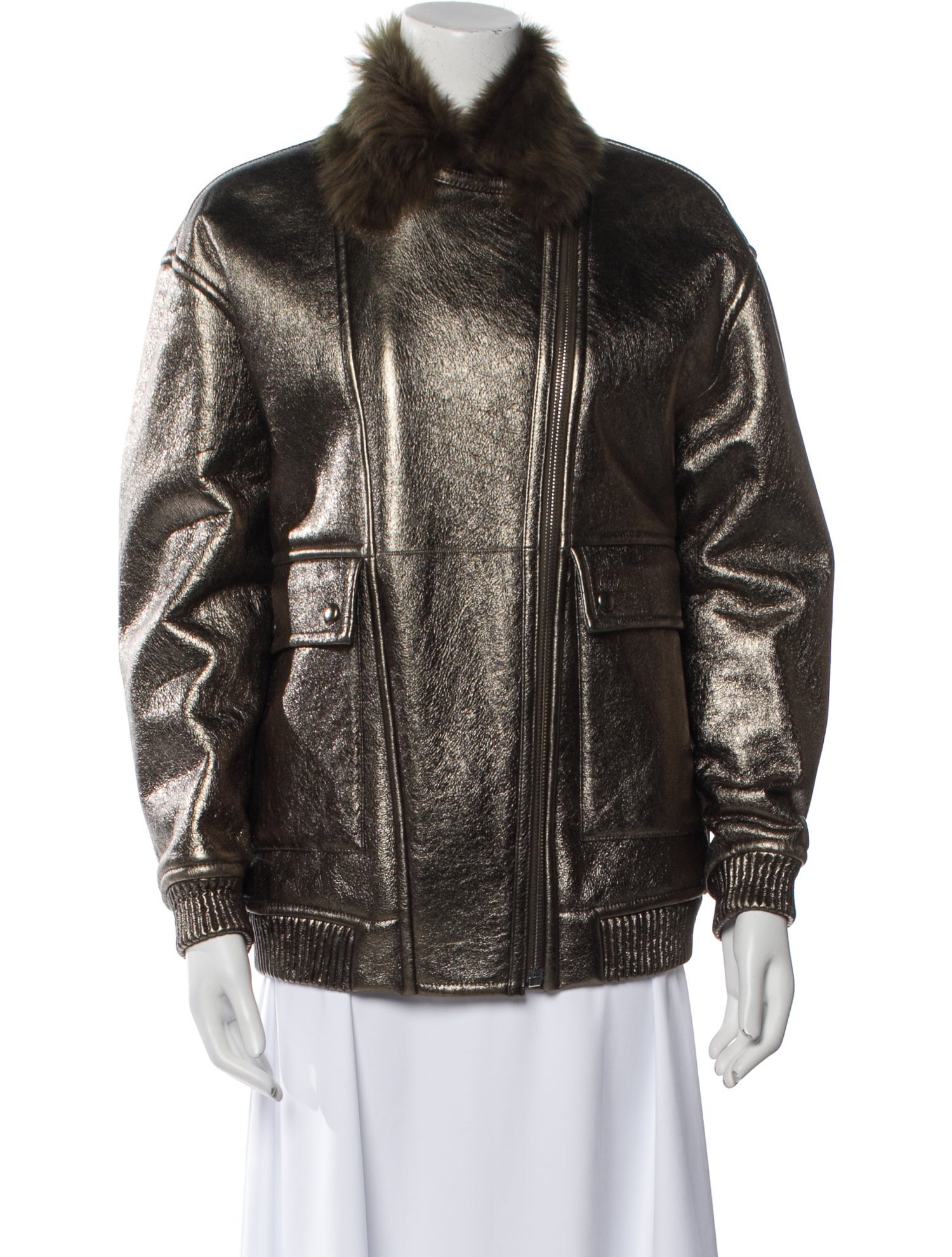 Yves Salomon Lamb Leather Fur Jacket