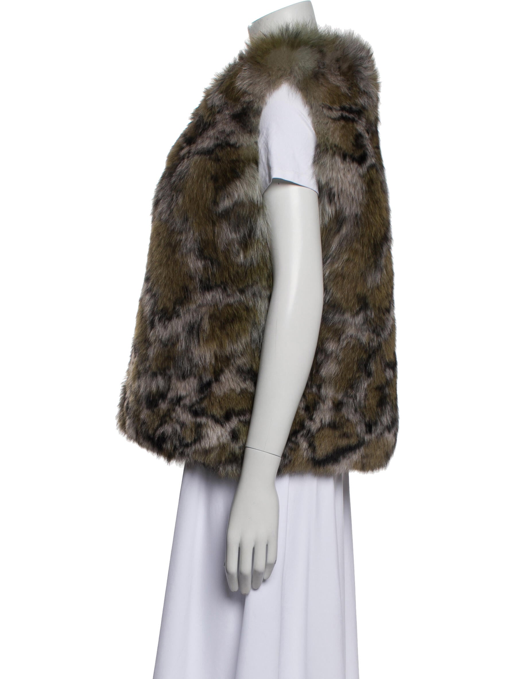 Yves Salomon Fox Animal Print Fur Jacket