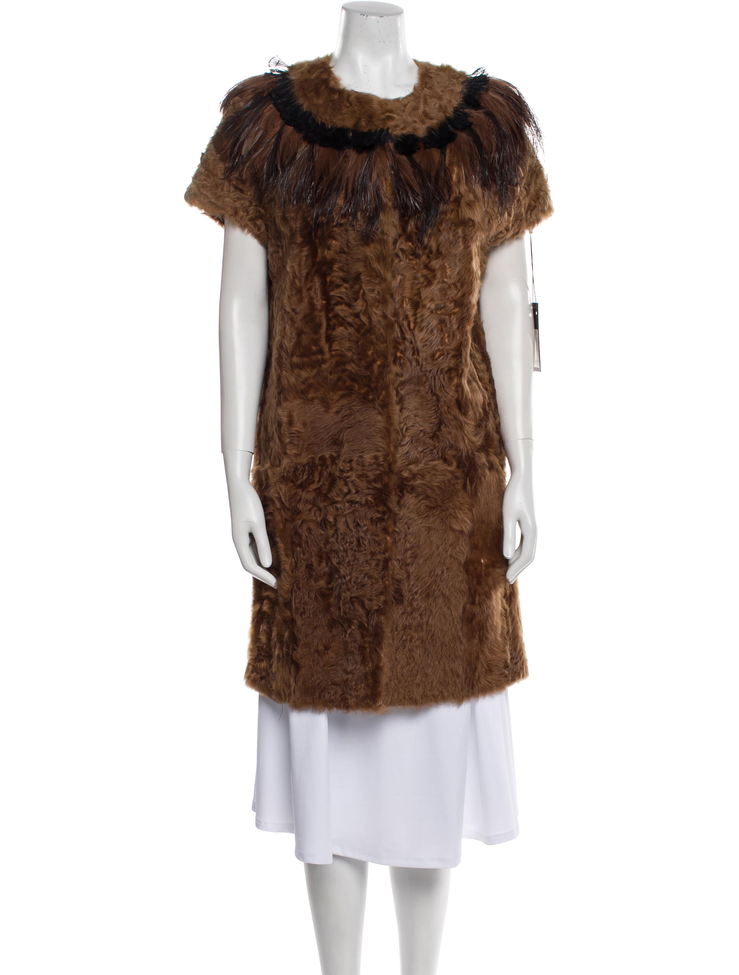 Yves Salomon Lamb Fur Colorblock Pattern Vest