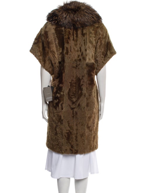 Yves Salomon Lamb Leather Animal Print Faux Fur Coat