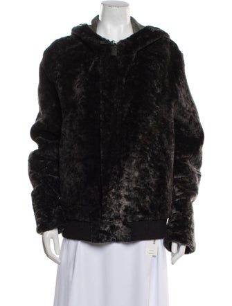 Yves Salomon Lamb Leather Faux Fur Jacket