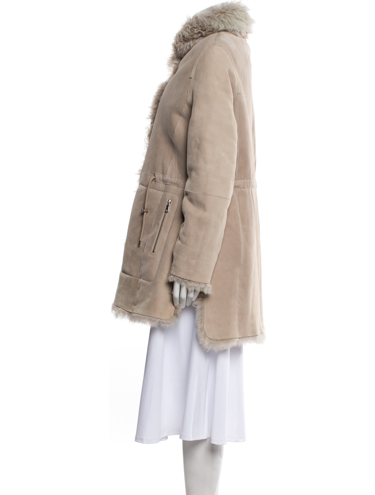 Yves Salomon Lambskin Faux Fur Coat