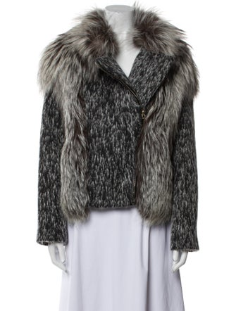 Yves Salomon Fox Animal Print Fur Coat