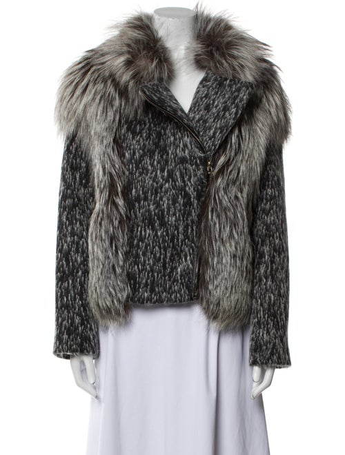 Yves Salomon Fox Animal Print Fur Coat