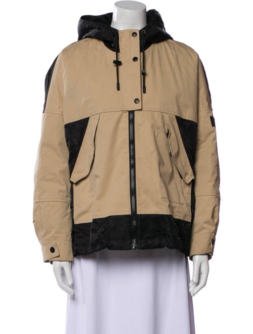 Yves Salomon Lamb Leather Colorblock Pattern Down Jacket