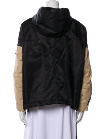 Yves Salomon Lamb Leather Colorblock Pattern Down Jacket