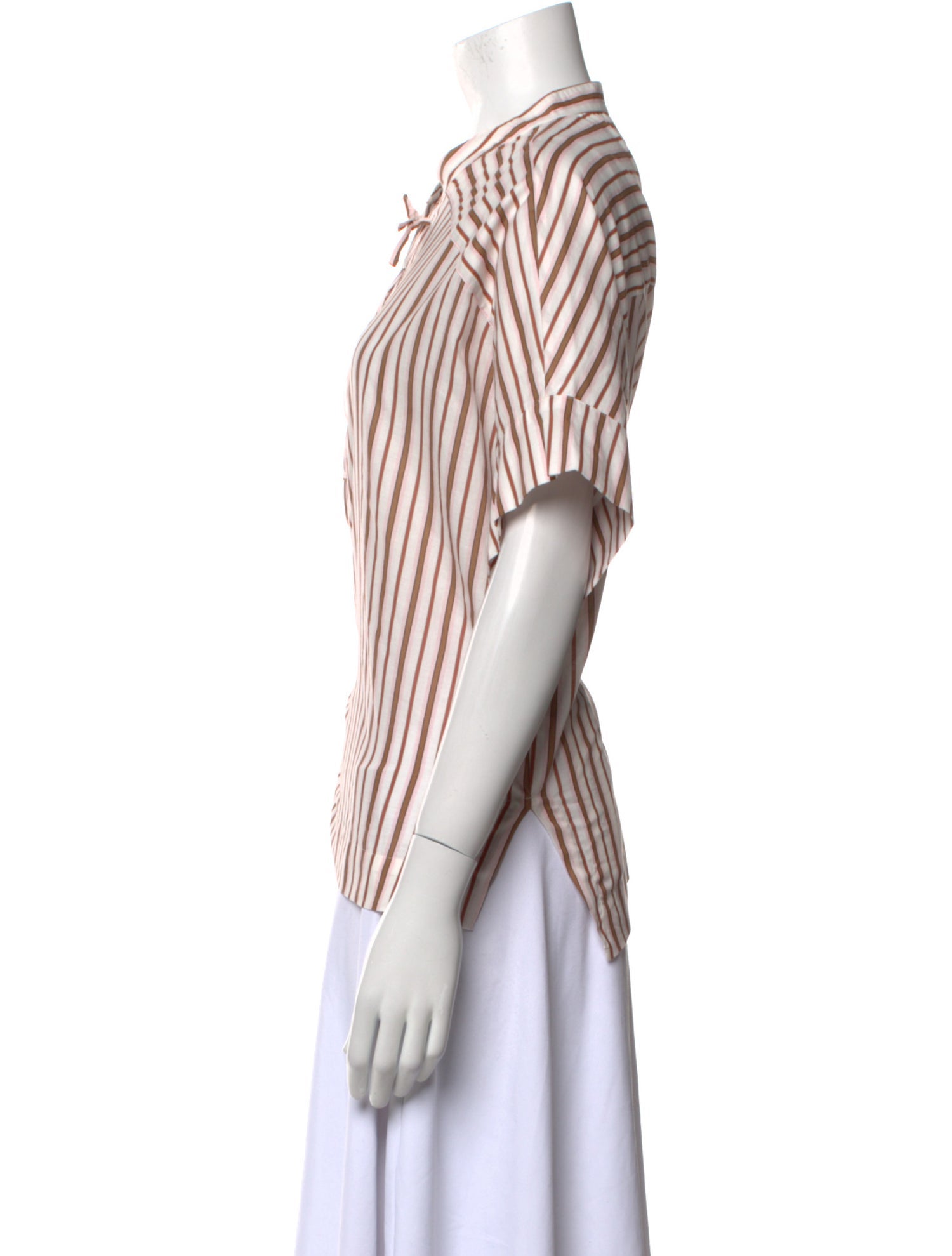 Yves Salomon Striped Mock Neck Blouse w/ Tags