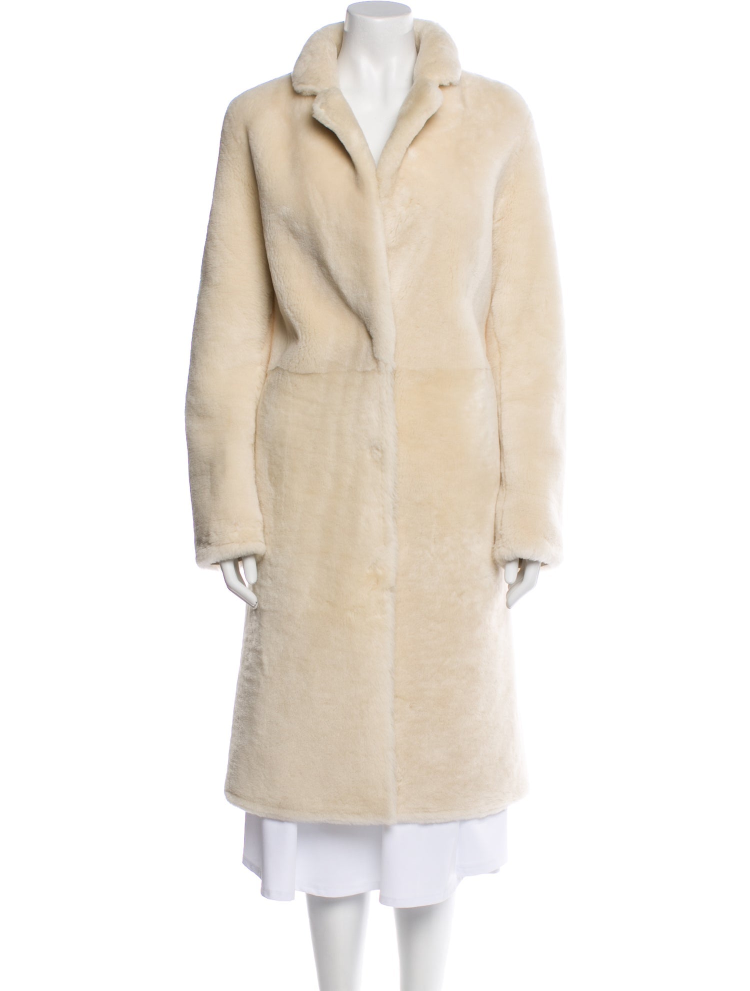 Yves Salomon Lamb Leather Faux Fur Coat