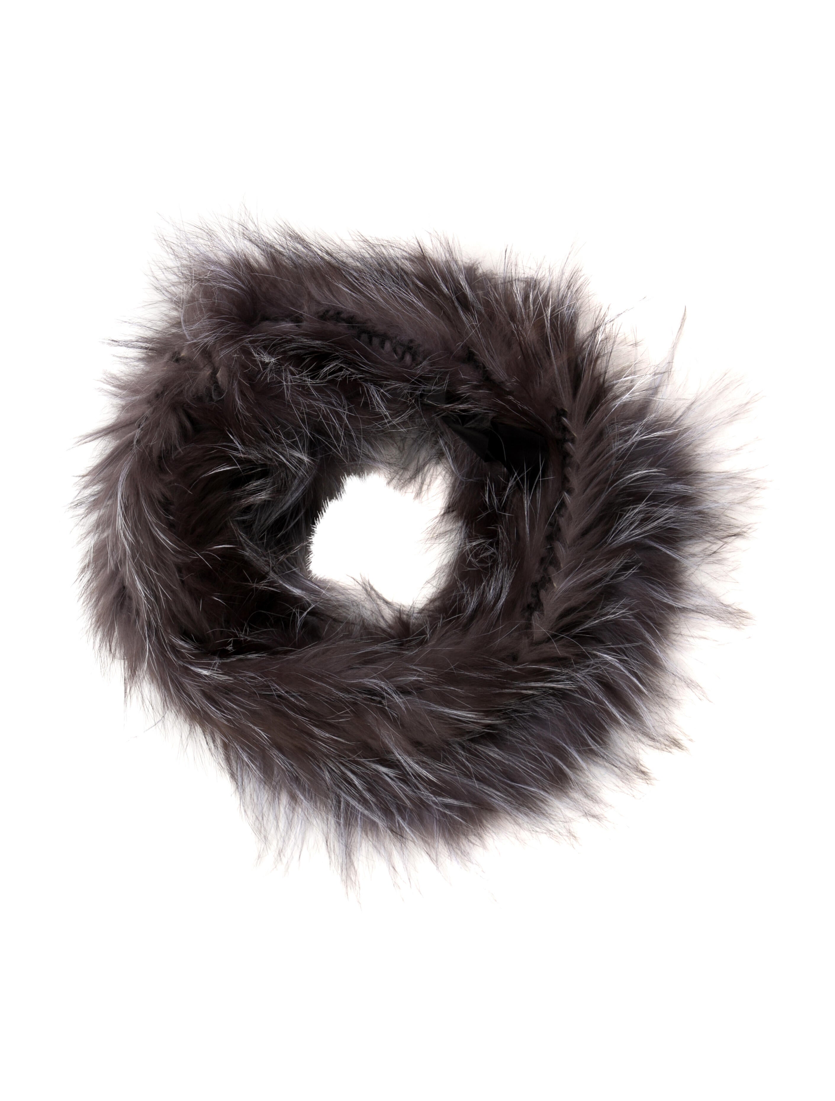 Yves Salomon Silk Iridescent Gray Fox Scarf