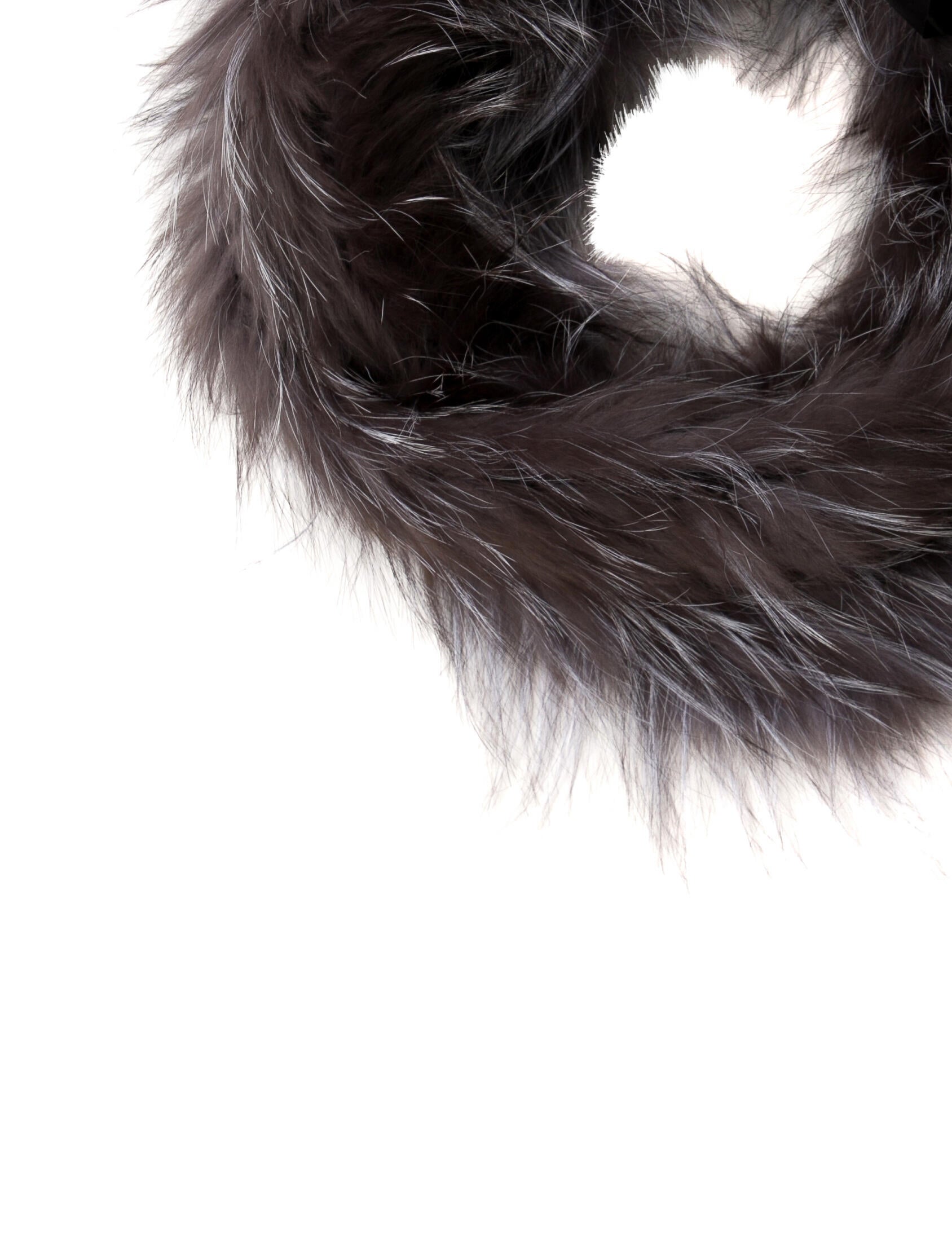 Yves Salomon Silk Iridescent Gray Fox Scarf