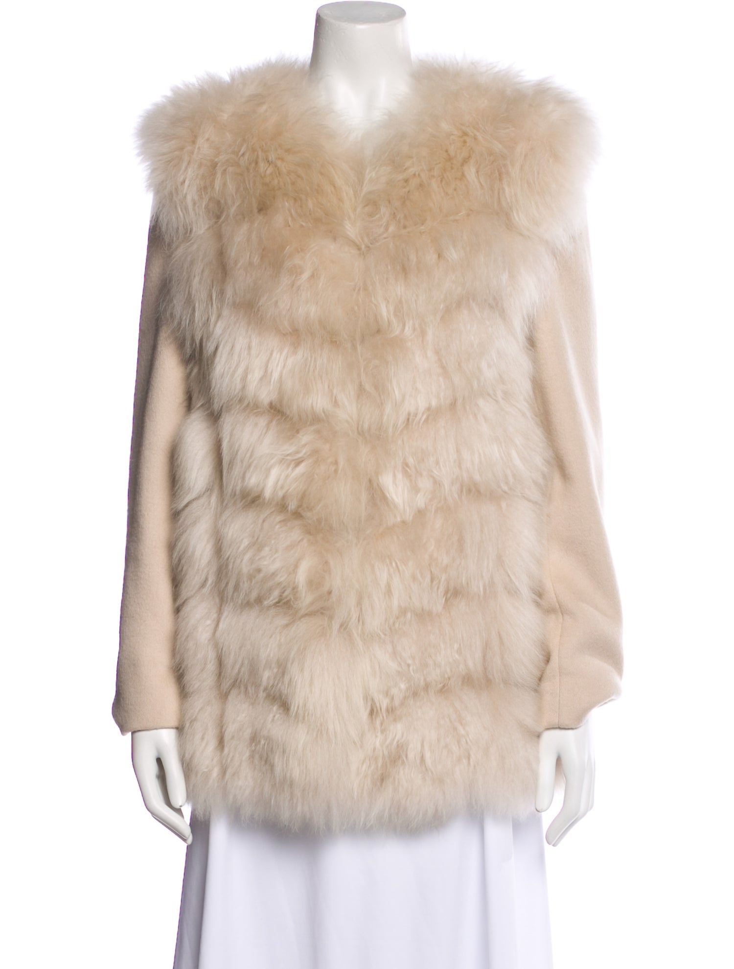 Yves Salomon Wool Faux Fur Coat