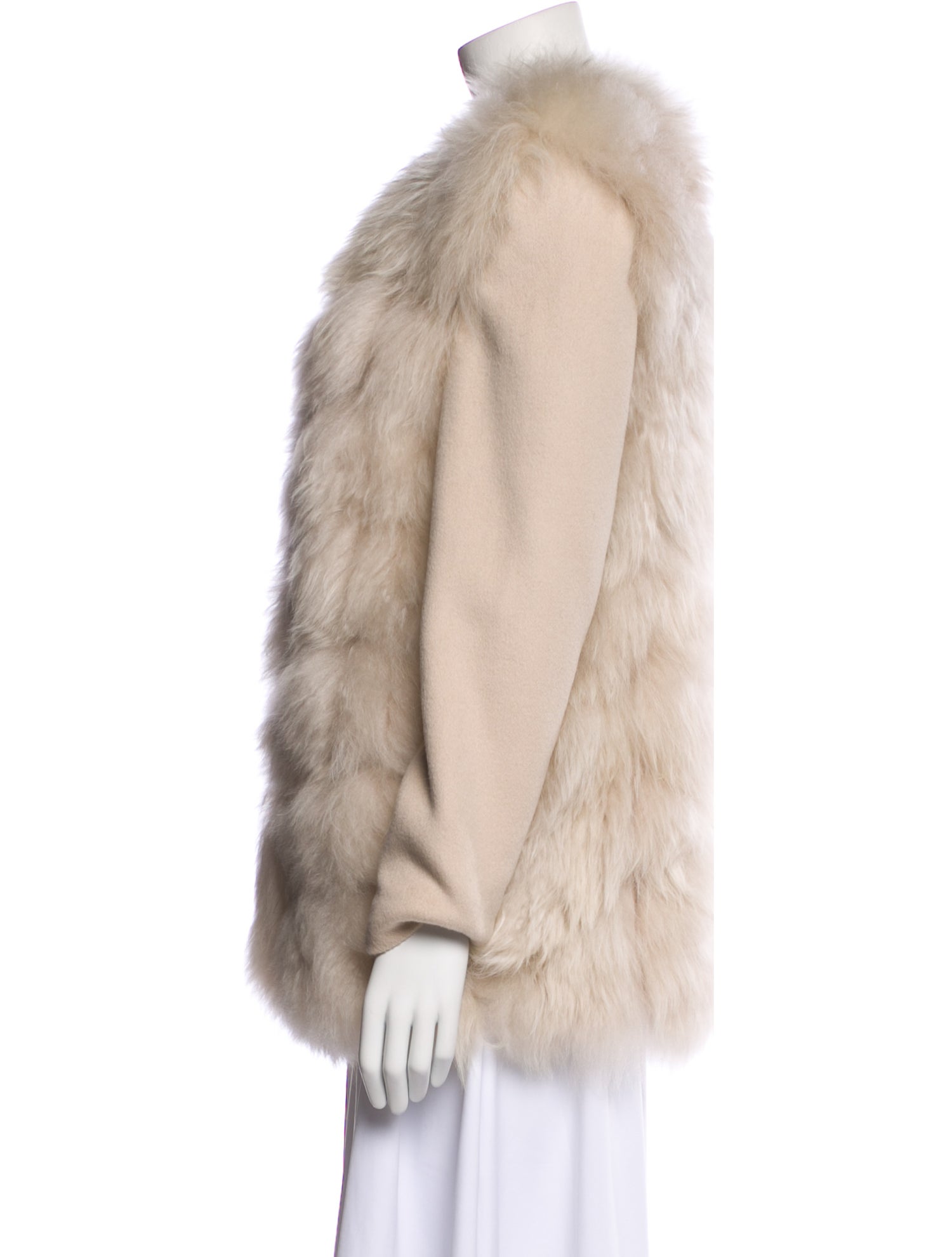 Yves Salomon Wool Faux Fur Coat