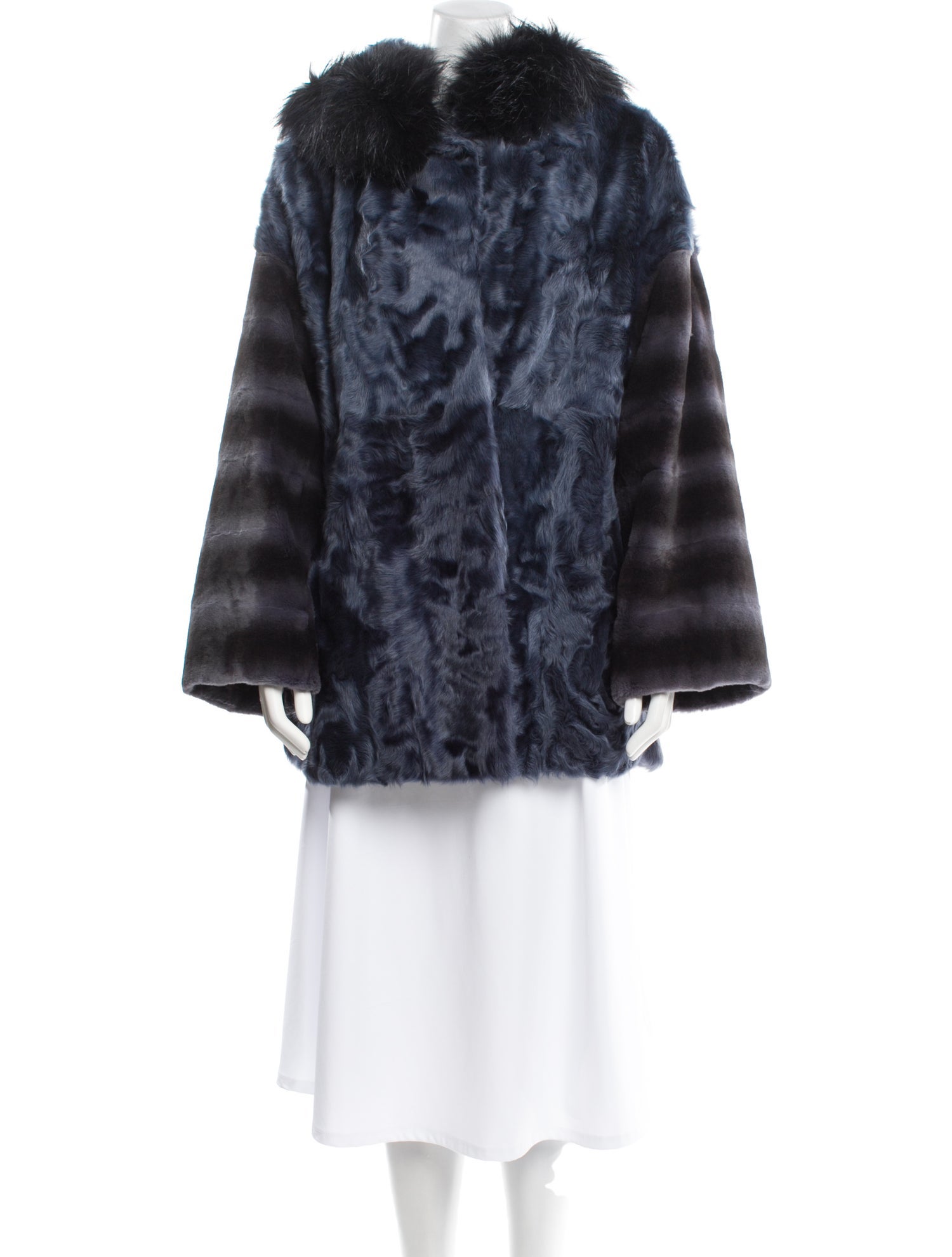 Yves Salomon Lamb Fur Striped Fur Coat