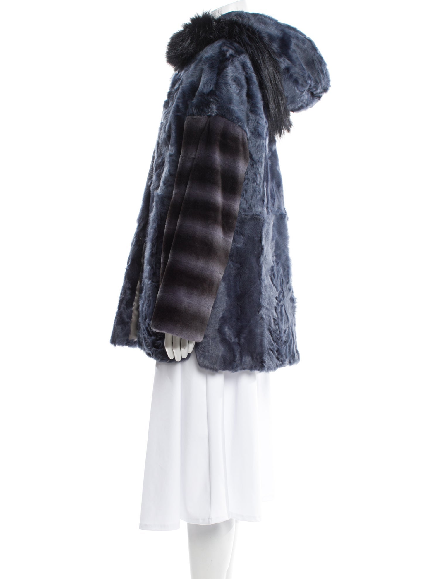 Yves Salomon Lamb Fur Striped Fur Coat