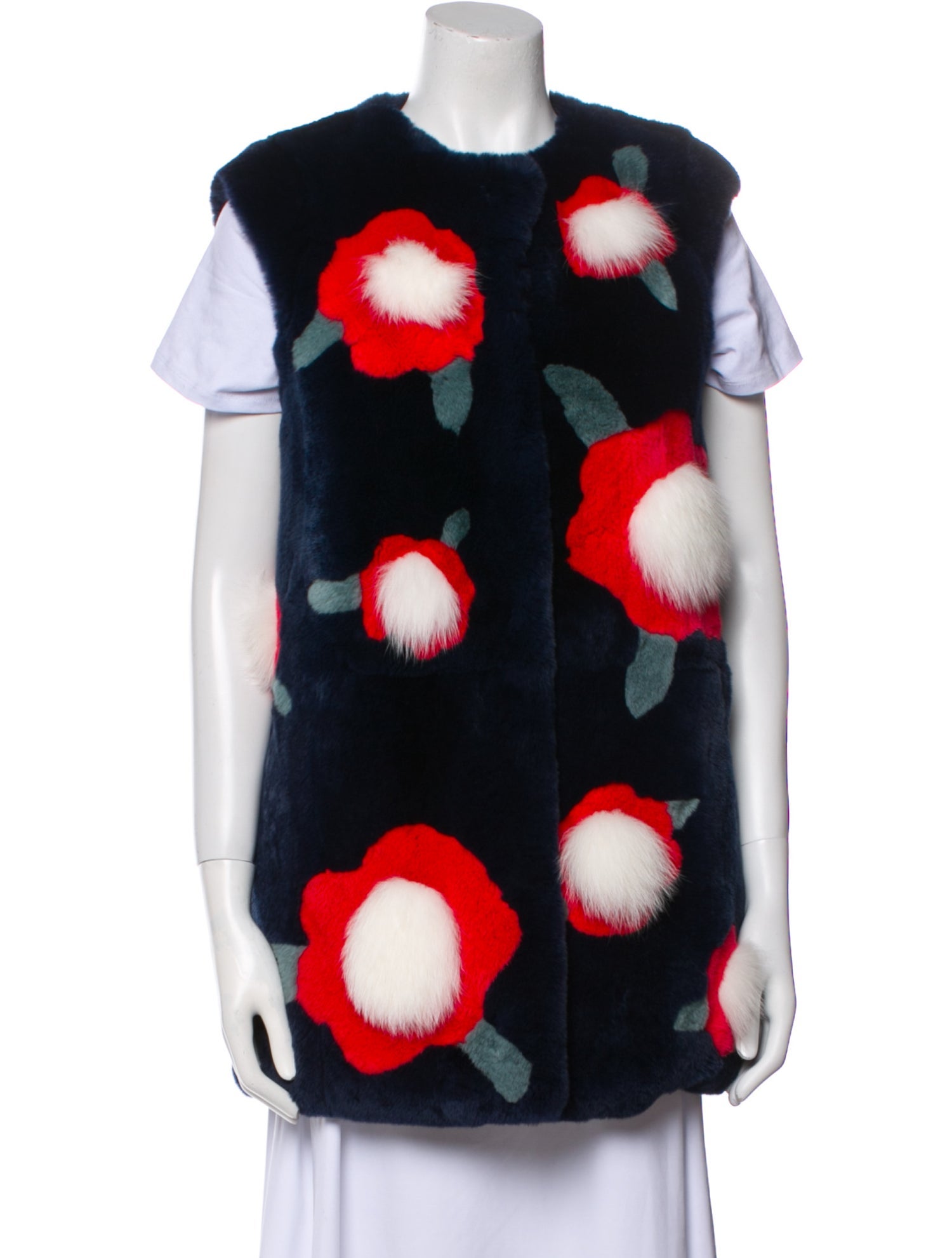 Yves Salomon Fox Floral Print Fur Jacket