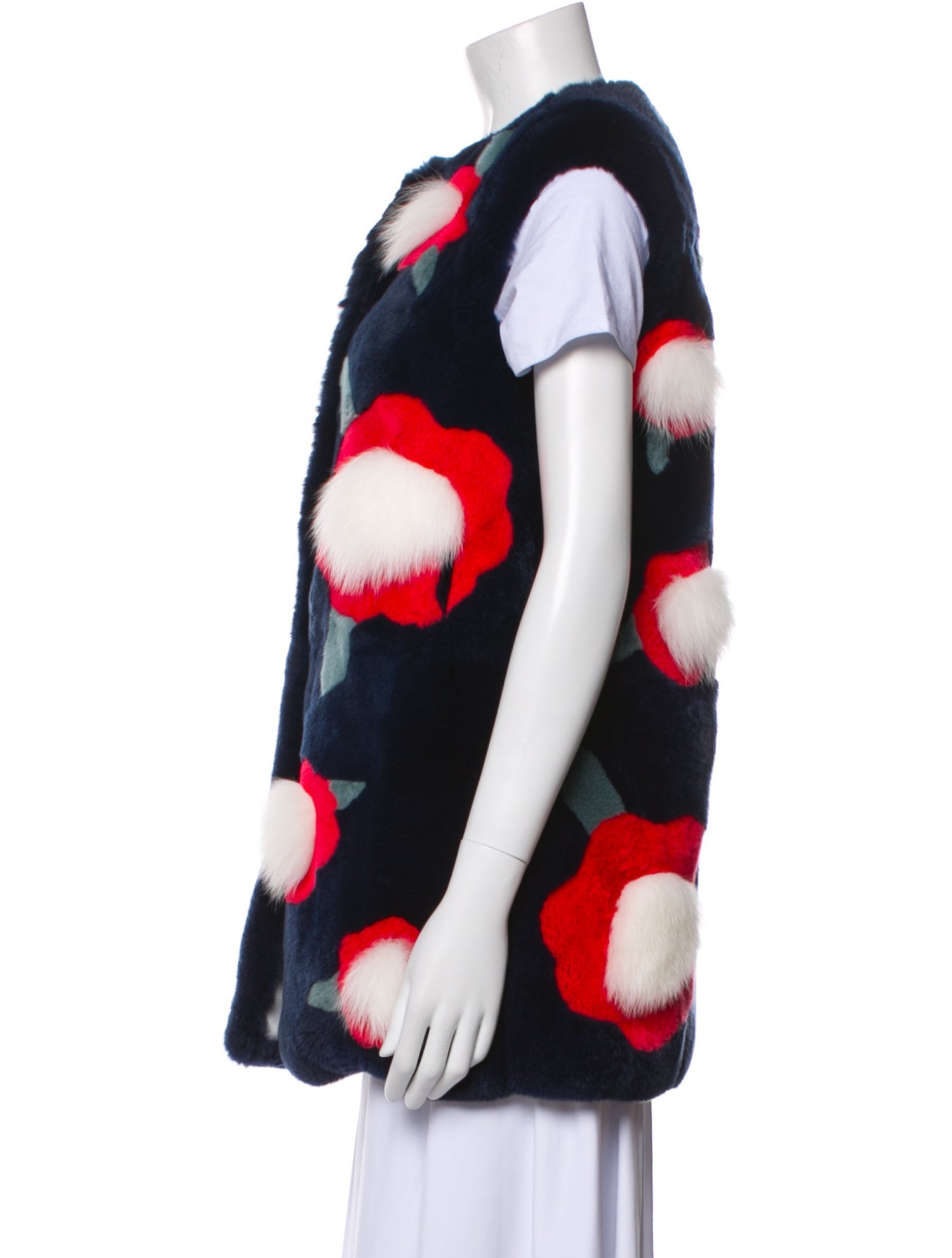 Yves Salomon Fox Floral Print Fur Jacket