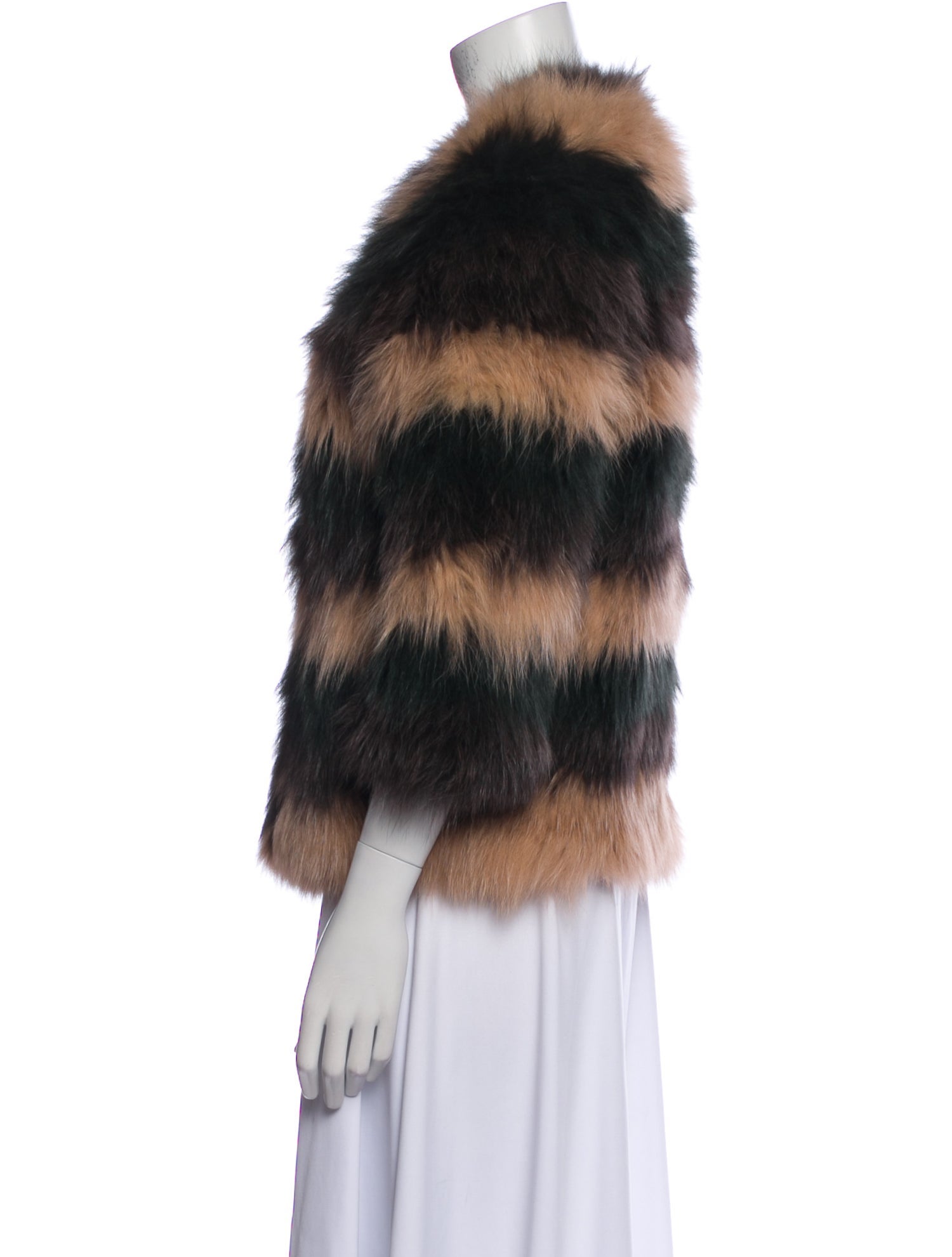 Yves Salomon Fox Striped Fur Jacket