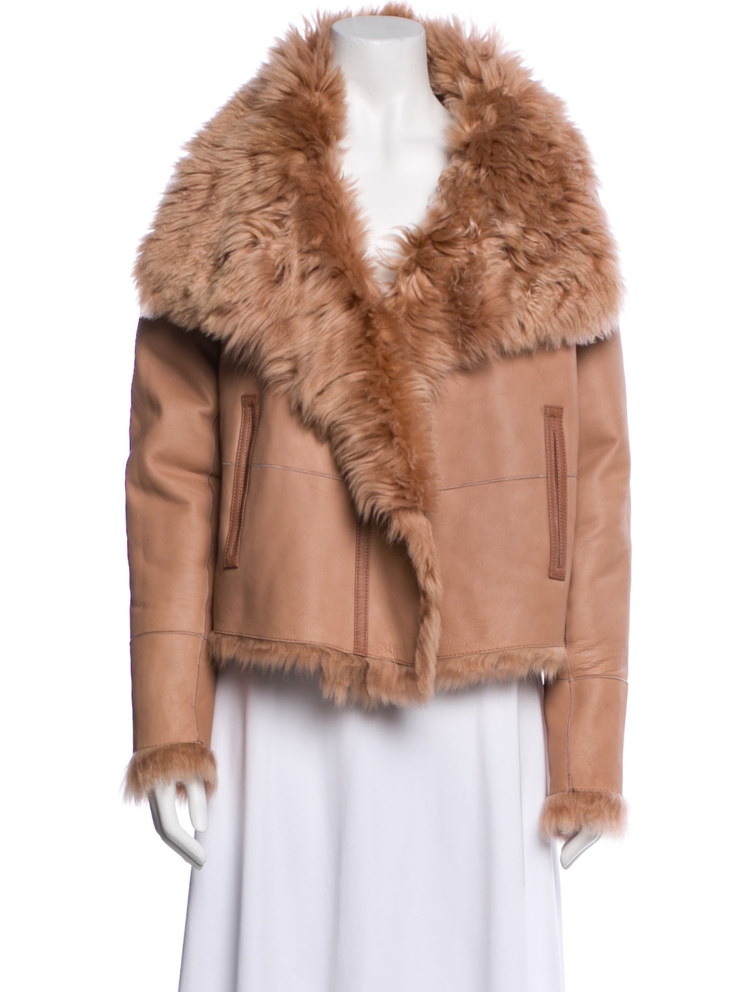 Yves Salomon Leather Faux Fur Jacket