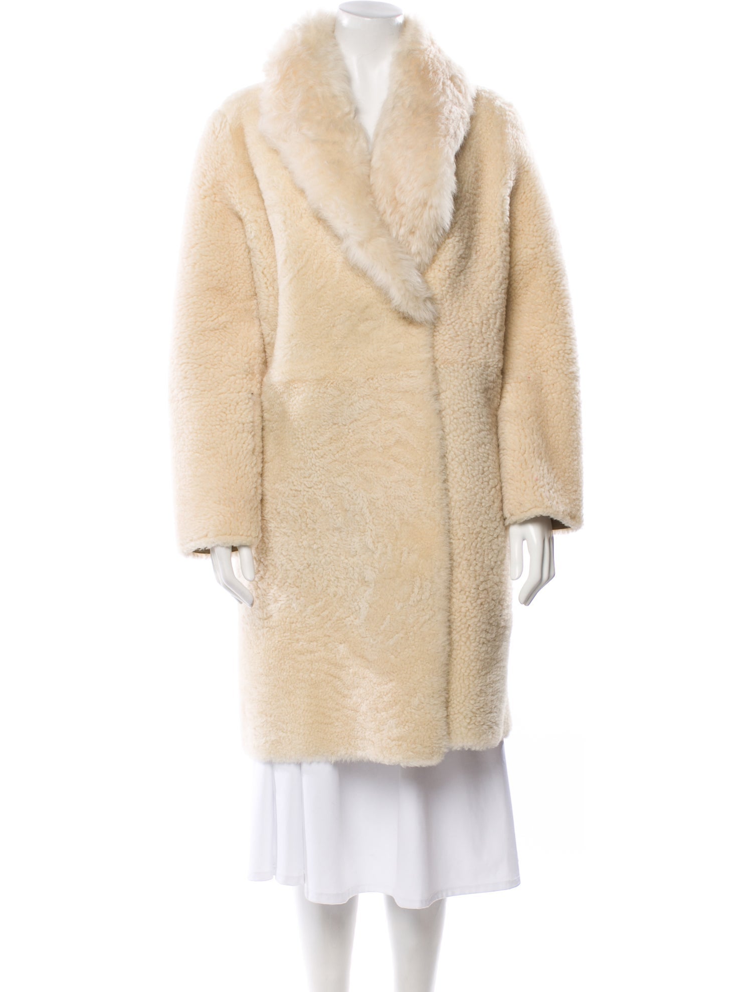 Yves Salomon Lamb Leather Faux Fur Coat