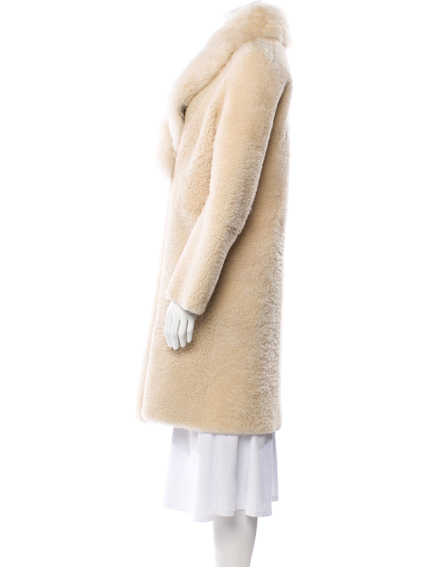 Yves Salomon Lamb Leather Faux Fur Coat