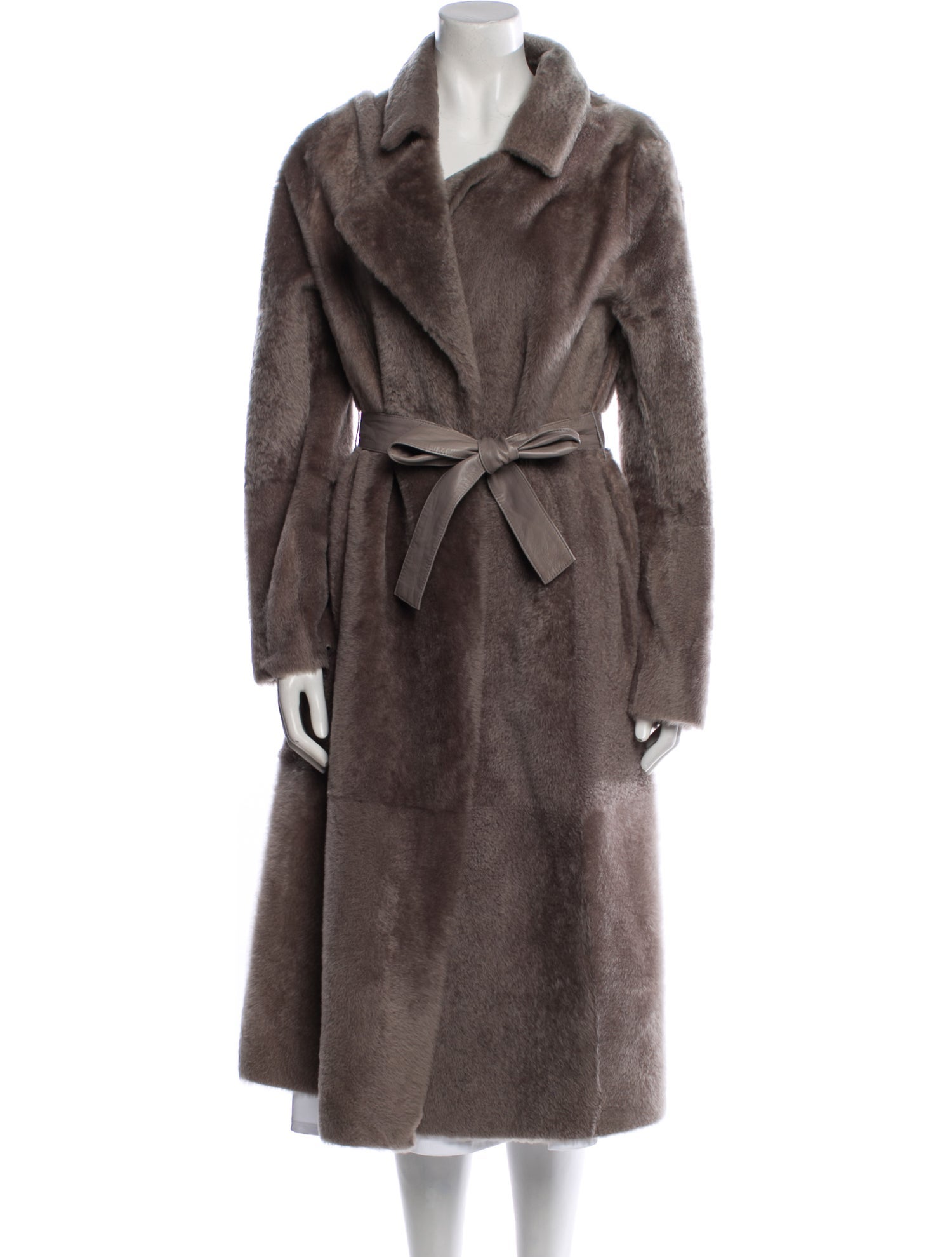Yves Salomon Lamb Leather Faux Fur Coat