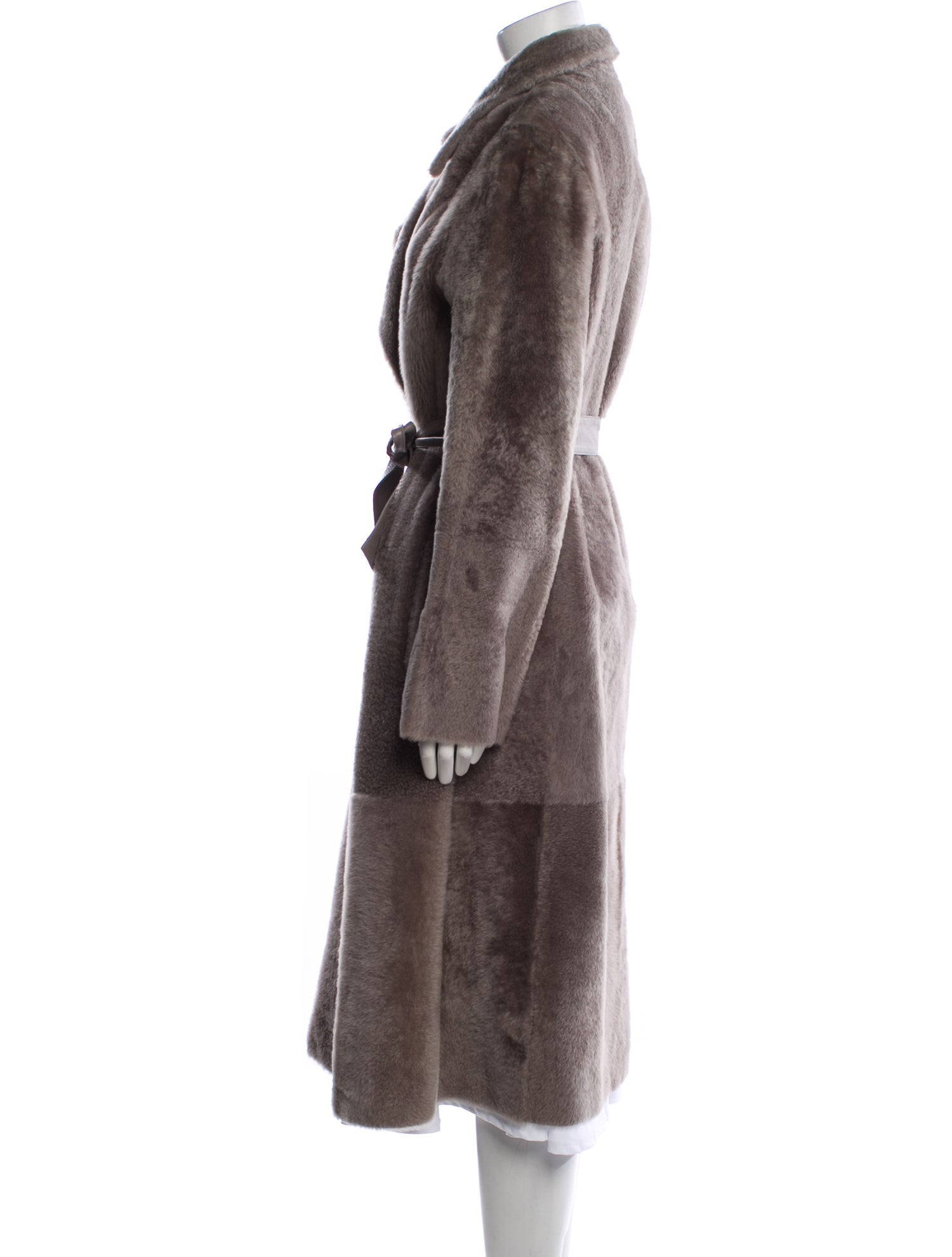 Yves Salomon Lamb Leather Faux Fur Coat