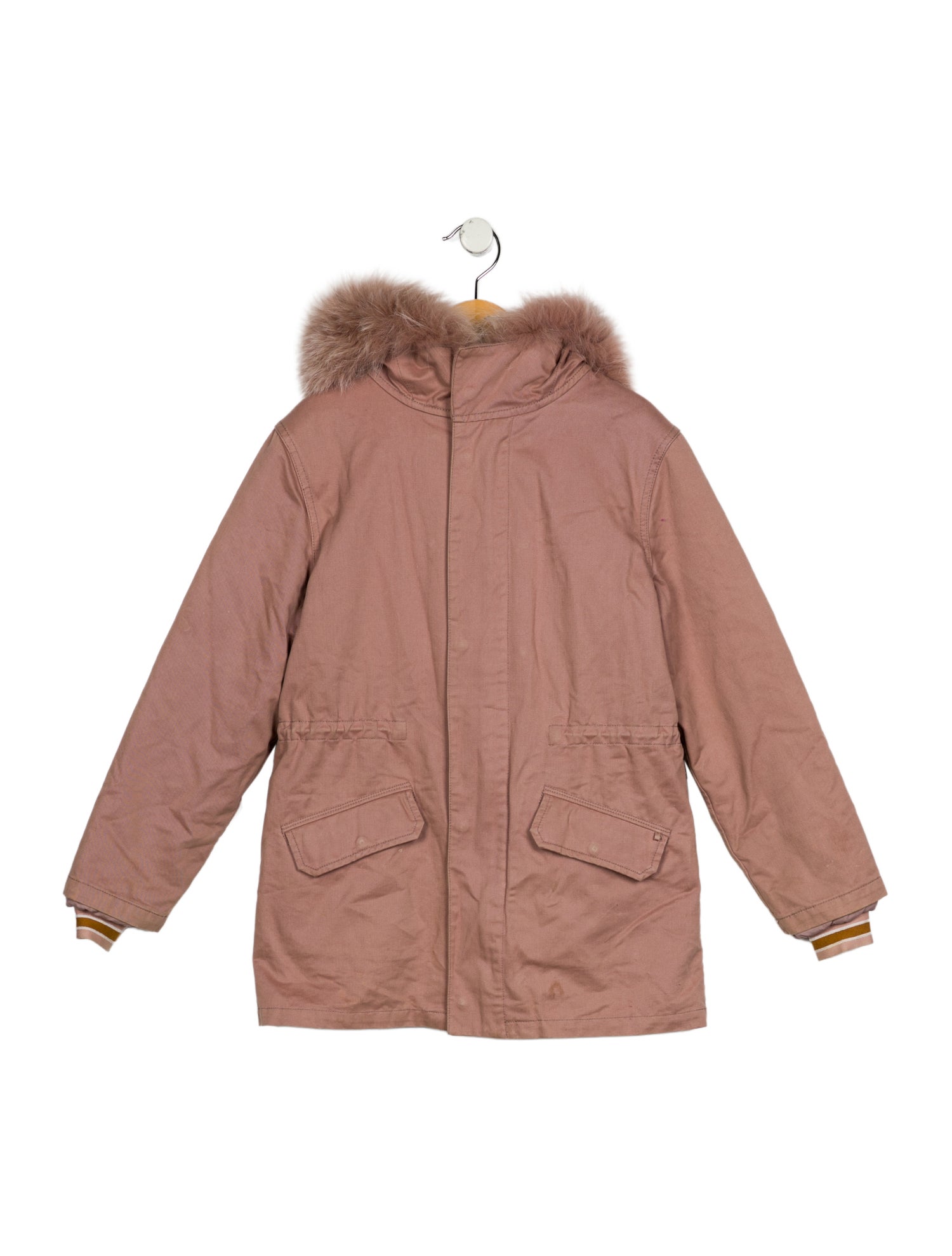 Yves Salomon Girls' Fur Lined Coat