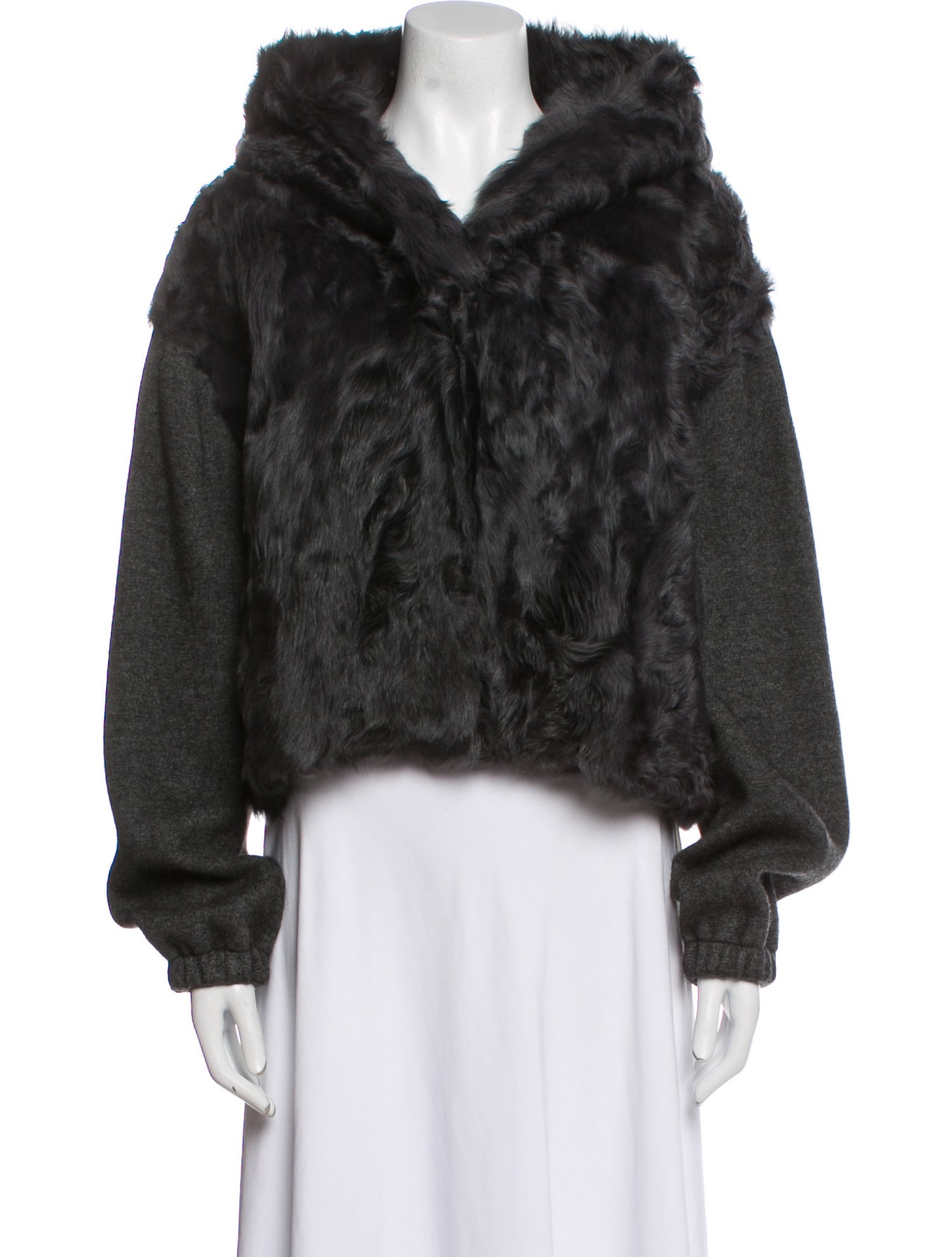 Yves Salomon Lambskin Faux Fur Jacket