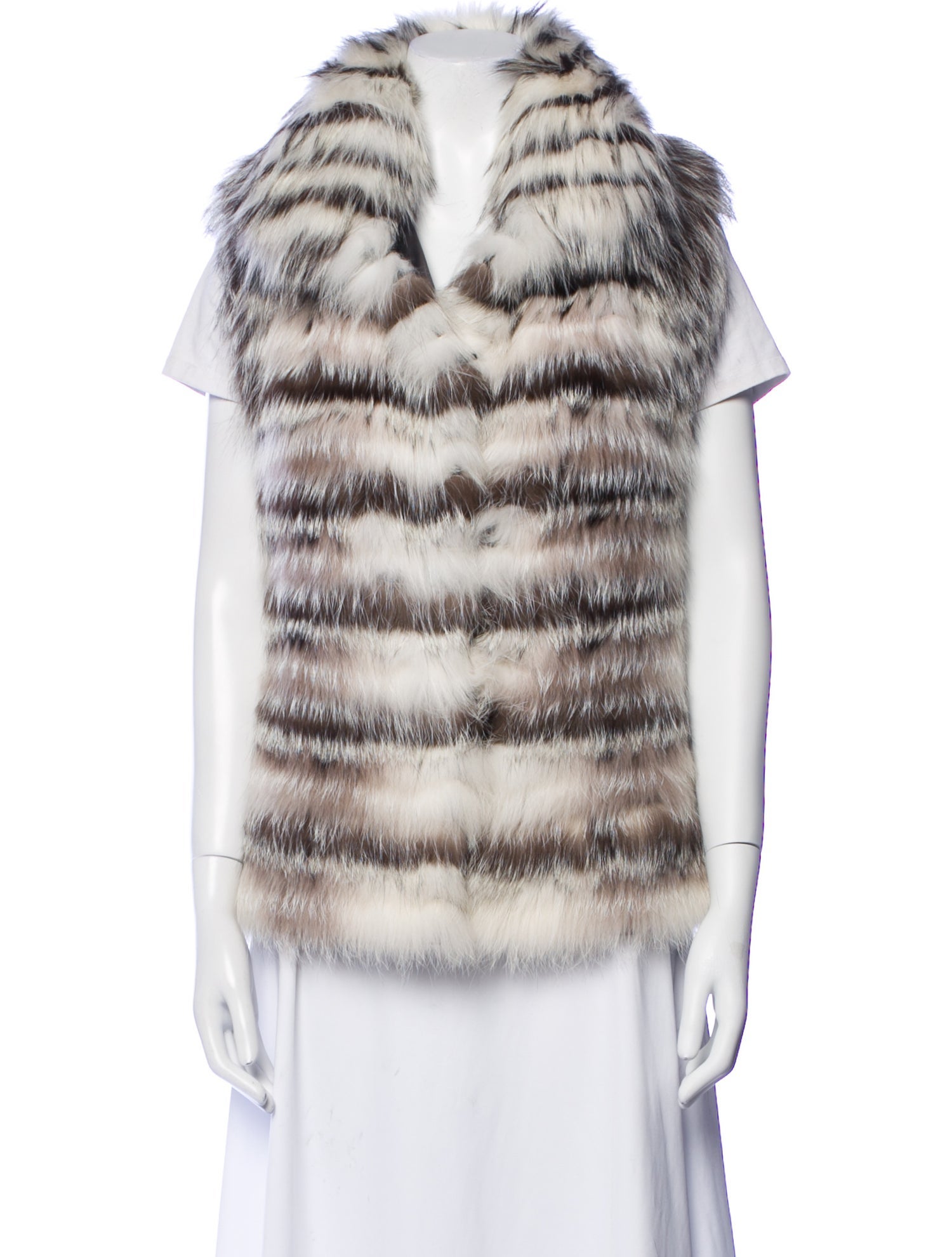 Yves Salomon Fox Striped Fur Jacket