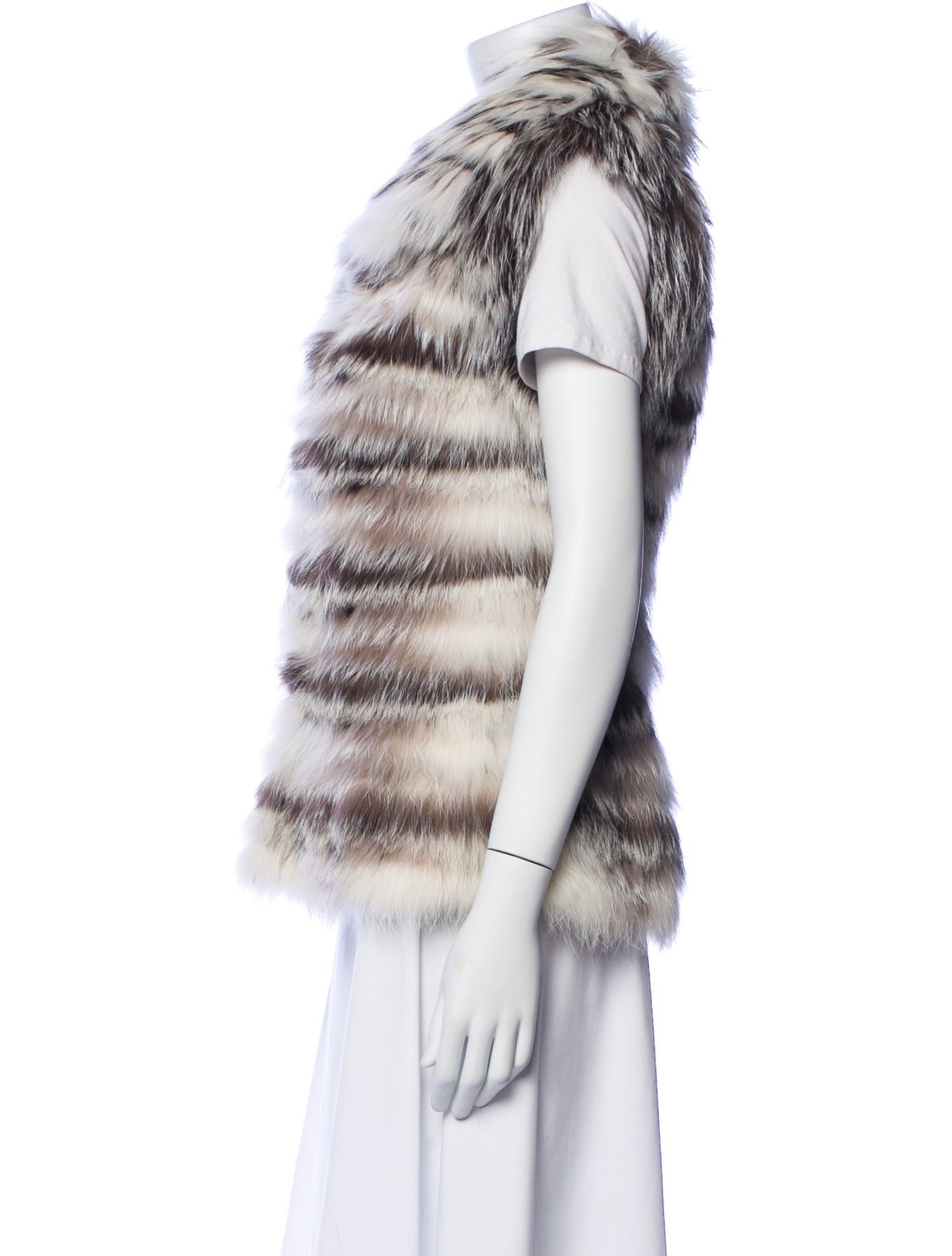 Yves Salomon Fox Striped Fur Jacket