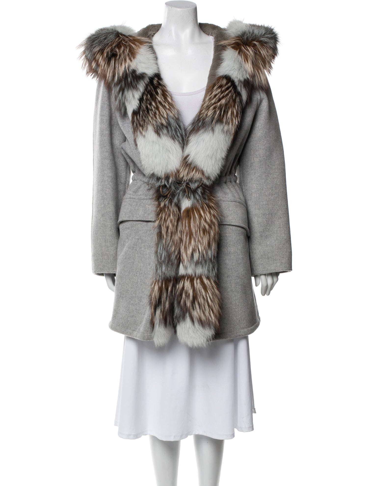 Yves Salomon Fox Printed Fur Coat