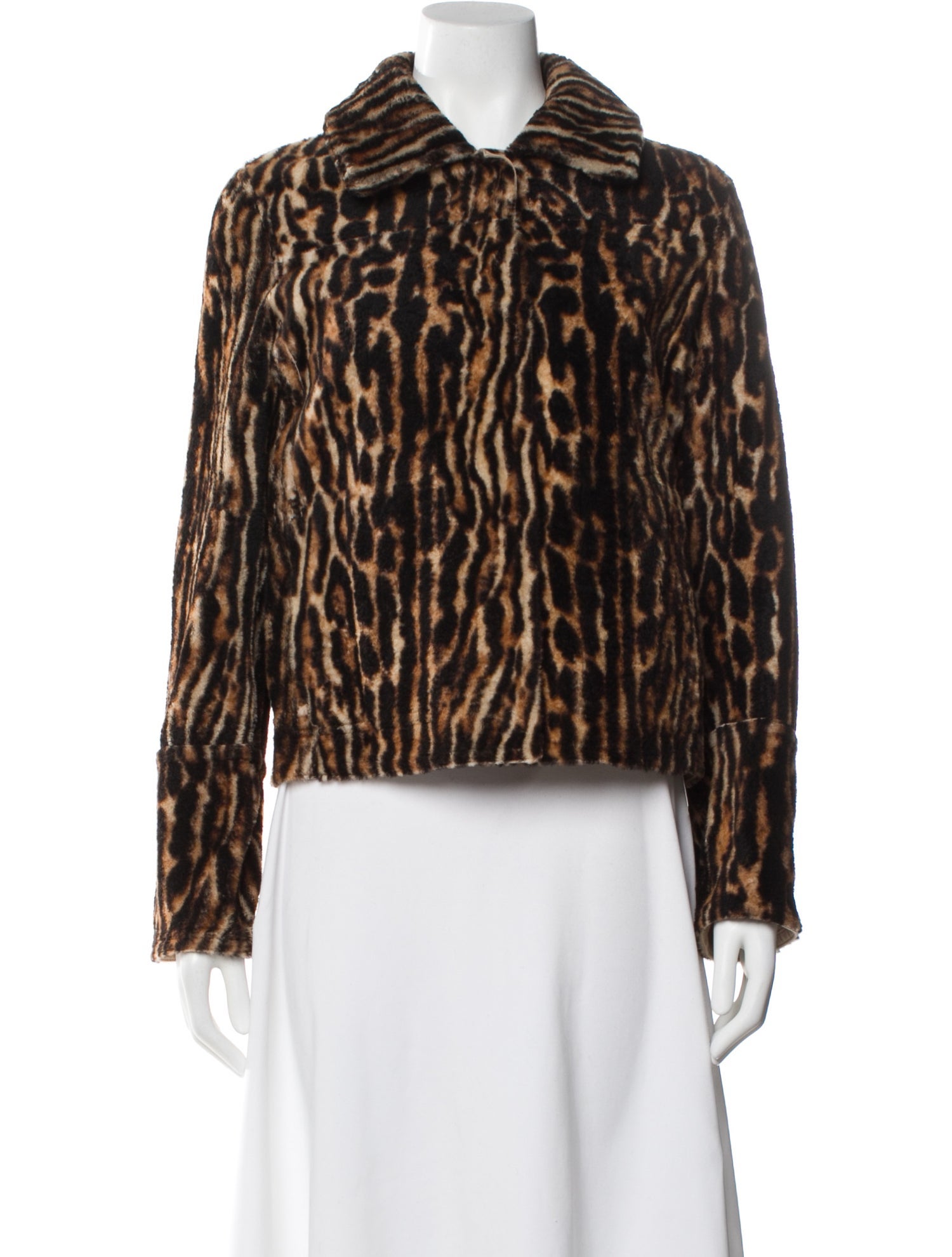 Yves Salomon Lamb Leather Animal Print Jacket