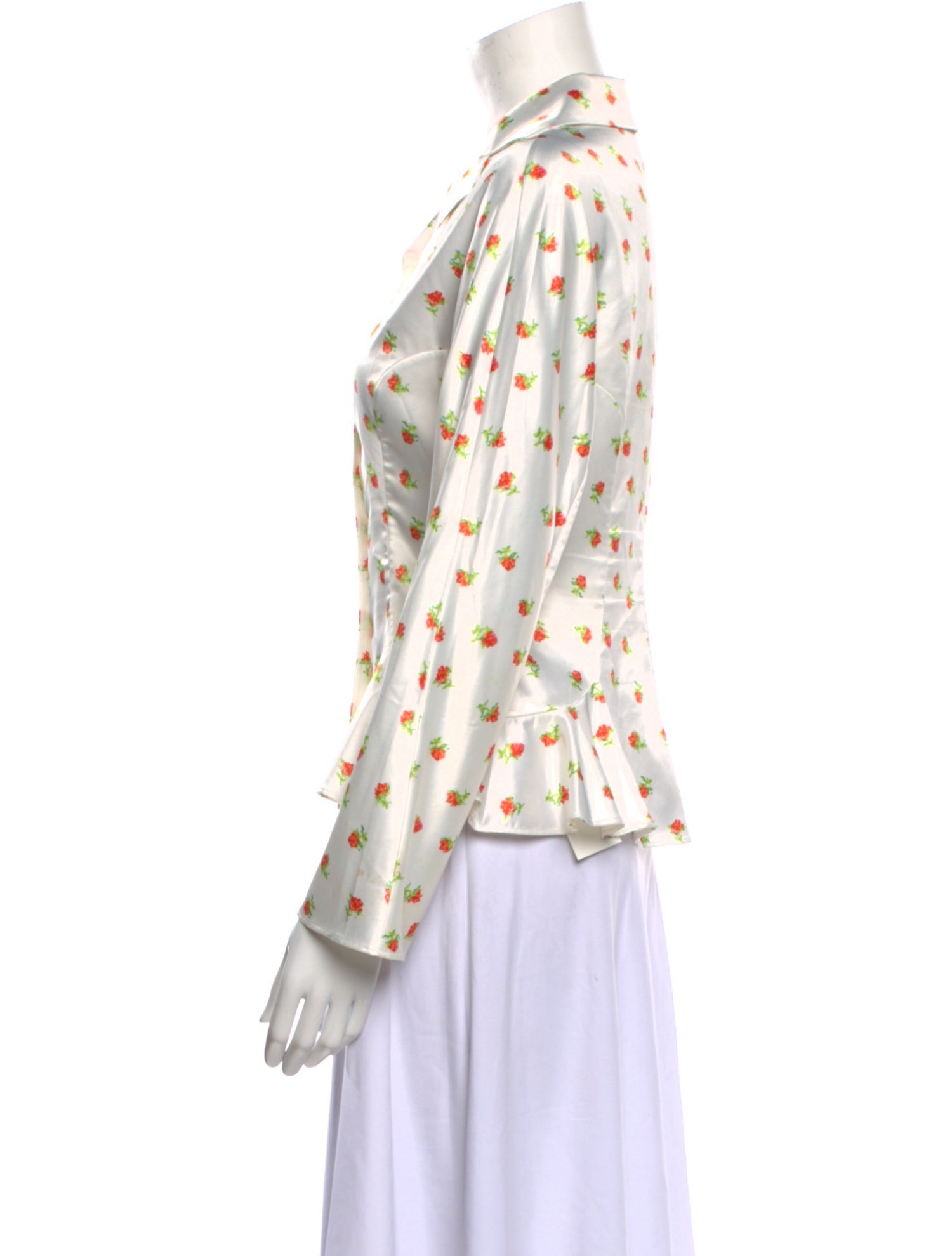 Yuhan Wang Floral Print Three-Quarter Sleeve Blouse