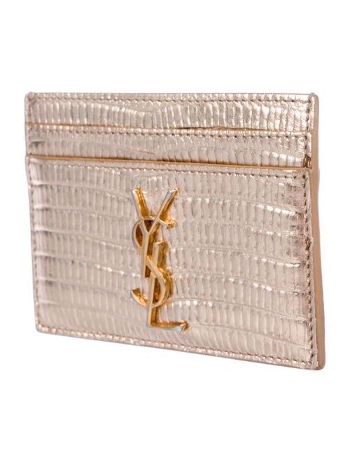 Yves Saint Laurent Metallic Embossed Leather Card Holder Accessories