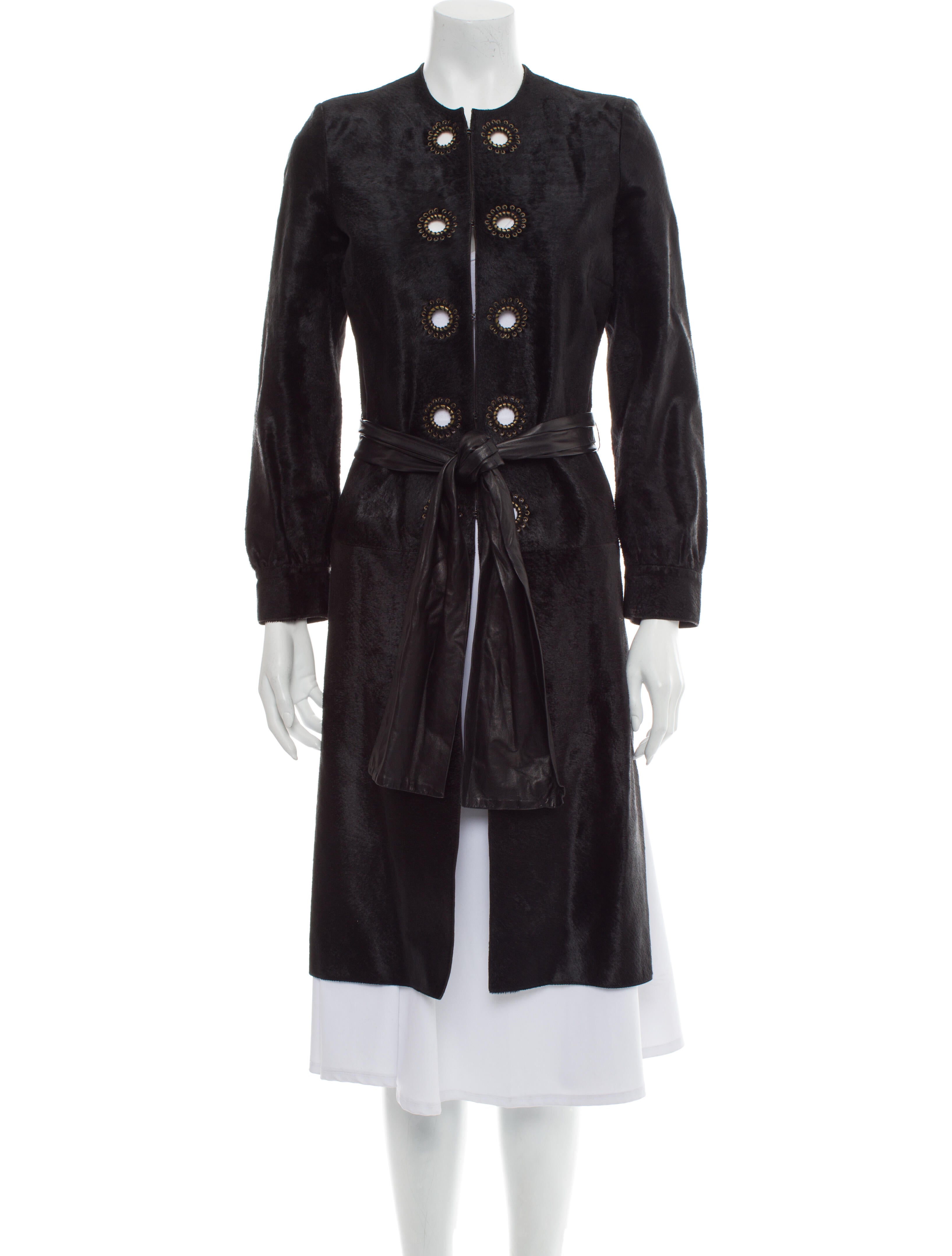 Yves Saint Laurent Vintage Leather Trench Coat Black Coats, Clothing